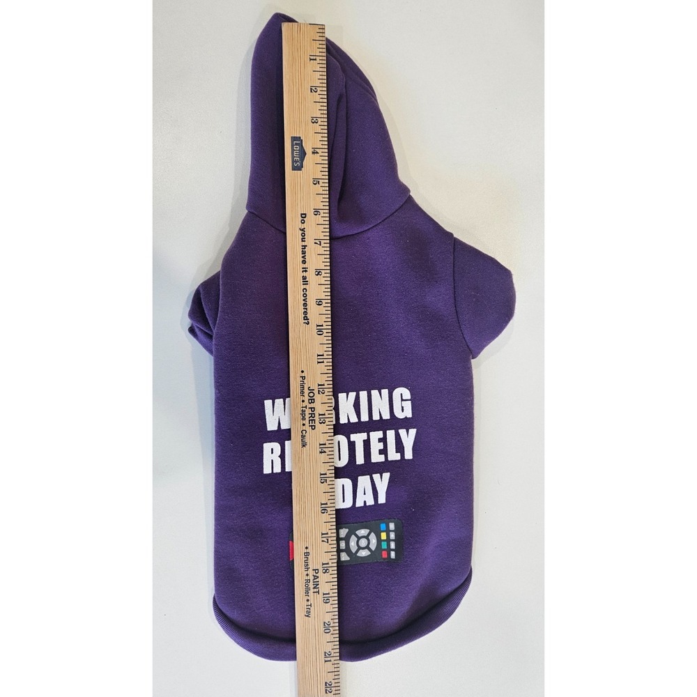 Fabdog Dog Hoodie Purple Working Remotely Today Fleece Pet Sweatshirt Size 14 - Picture 3 of 6
